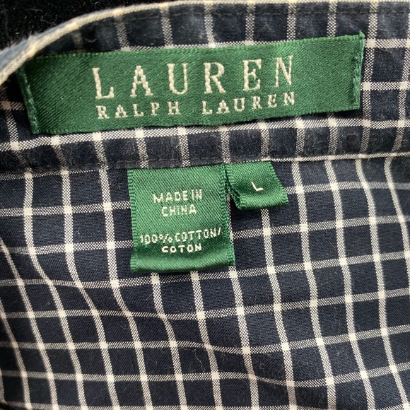 Ralph Lauren Black White Long Sleeve Button Blouse - Picture 4 of 4